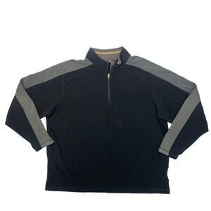 Vintage Rei Sweater Mens XXL 2XL Black Fleece Pullover 1/4 Zip Lightweight Mock